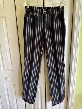 ROCCO BAROCCO Black/Gray Cotton Striped Velveteen Jeans 27